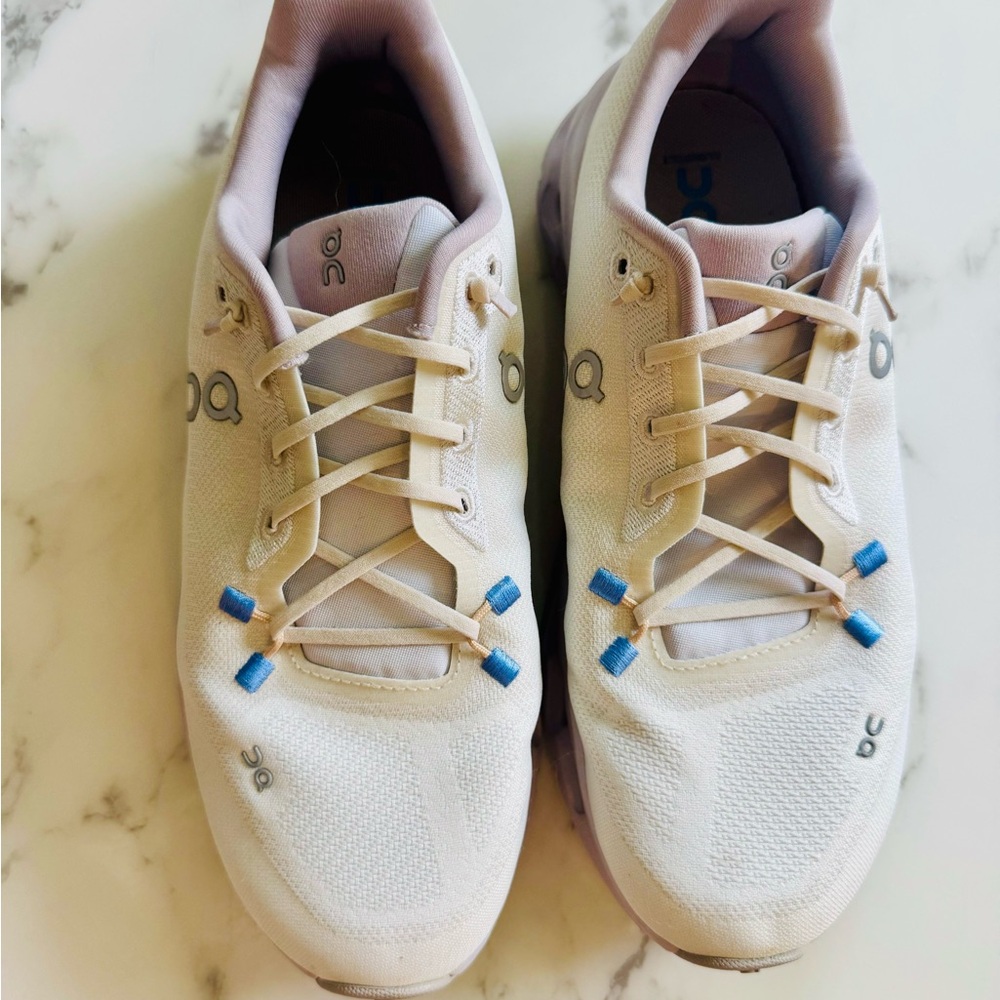 On Cloud Running White and Blue Sneakers